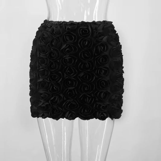 Rosette Bloom Textured Mini Skirt